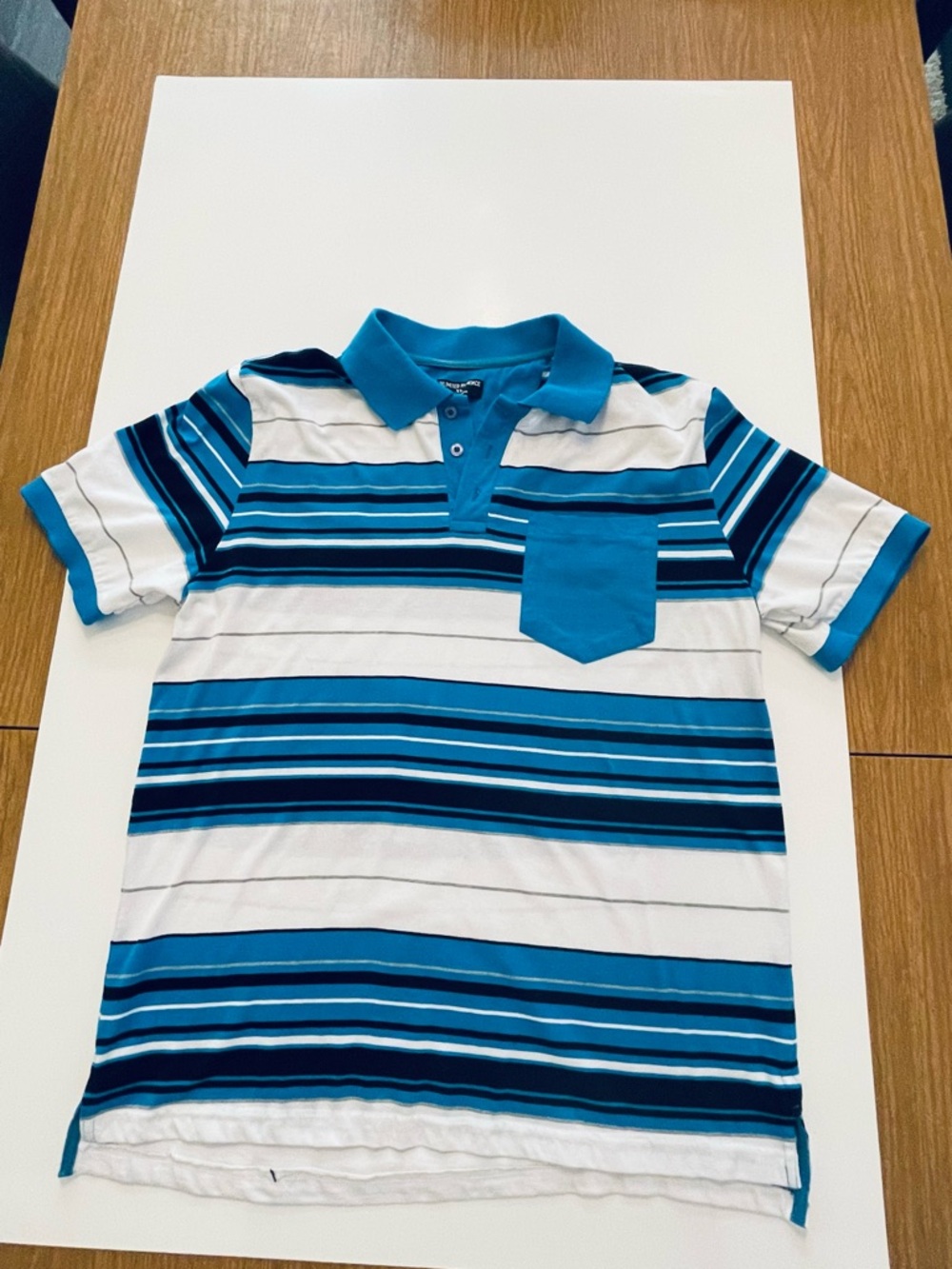 Men’s Blue Striped Polo Shirt with Pocket